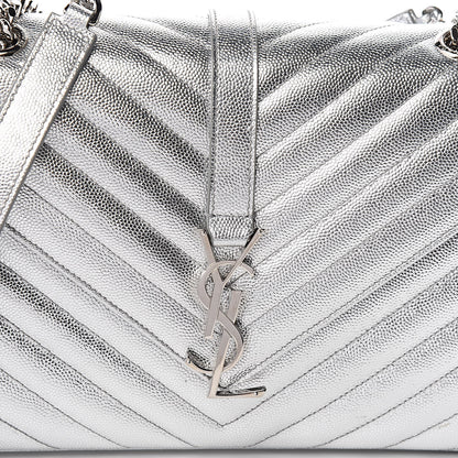 Saint Laurent Sheepskin Matelasse Chevron Monogram Medium College Bag Silver 9 of 9
