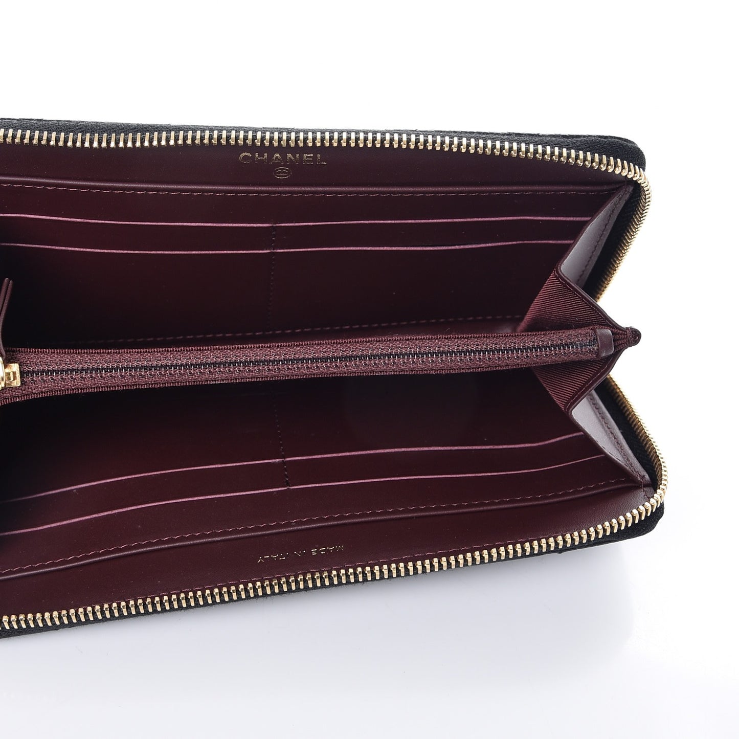Caviar Quilted Large Gusset Zip Around Wallet Black