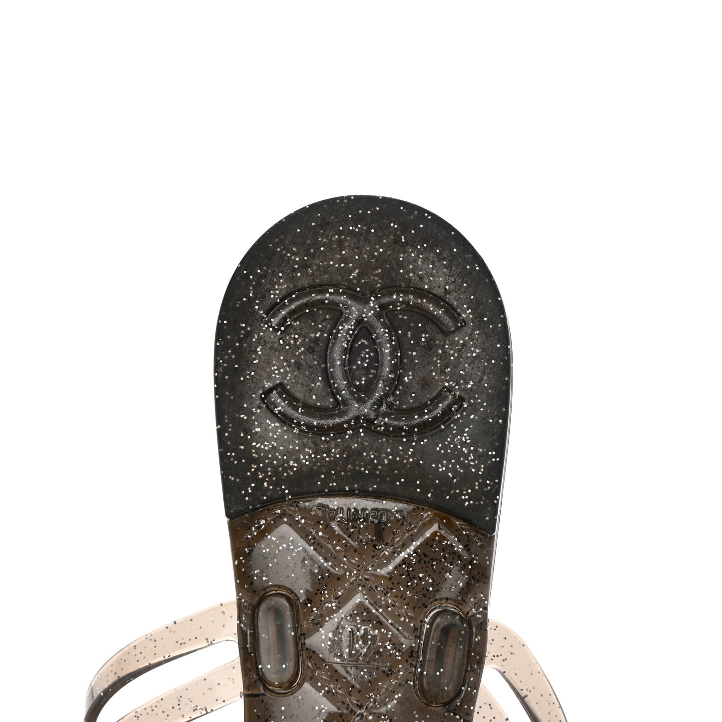 Jelly Quilted Camellia Thong Sandals 41 Black