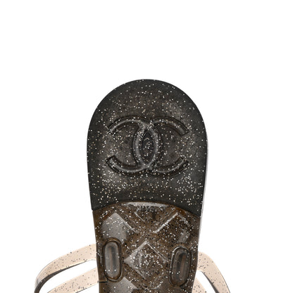 Chanel Jelly Quilted Camellia Thong Sandals 41 Black 9 of 9
