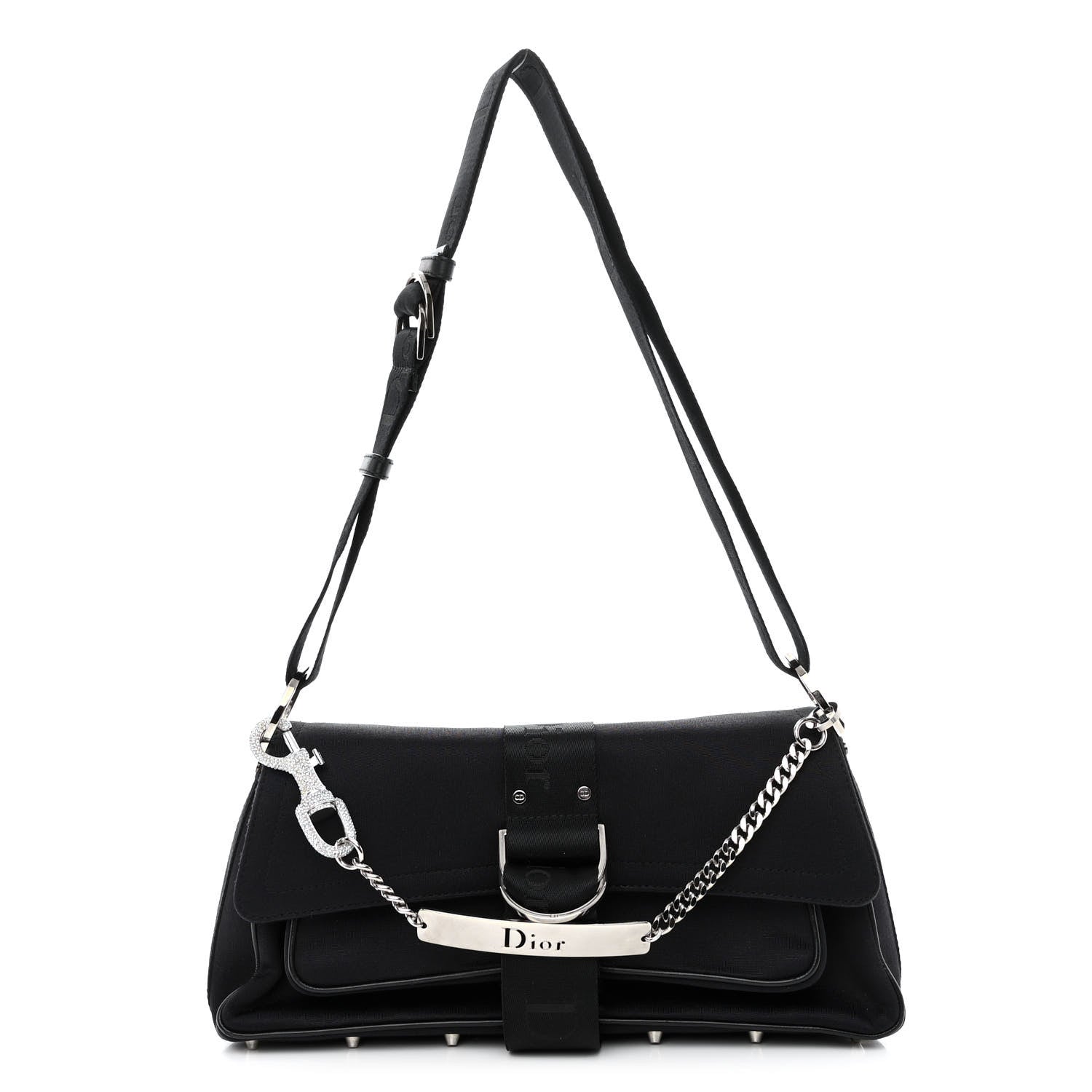 Christian Dior Silk Jersey Crystal Hardcore Clutch Black 1 of 12