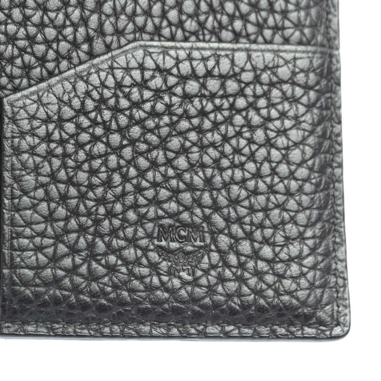 MCM Calfskin Ottomar Monogram Mini Bi-Fold Card Wallet Black 6 of 7