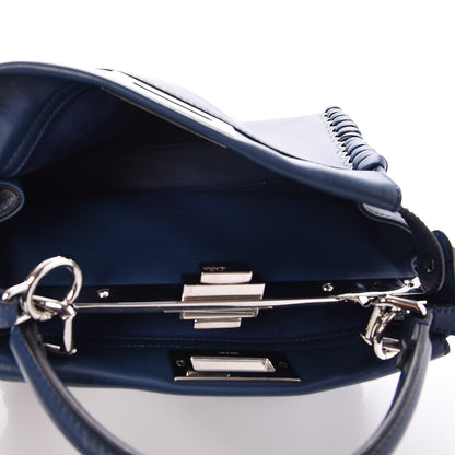Fendi Calfskin Lace Up Medium Peekaboo Iconic Satchel Blue 7 of 9