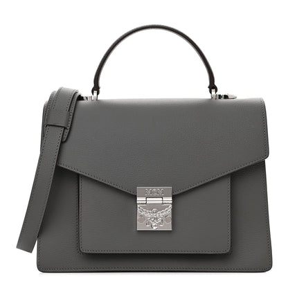 MCM Grained Calfskin Medium Patricia Park Avenue Satchel Grey 1 of 9