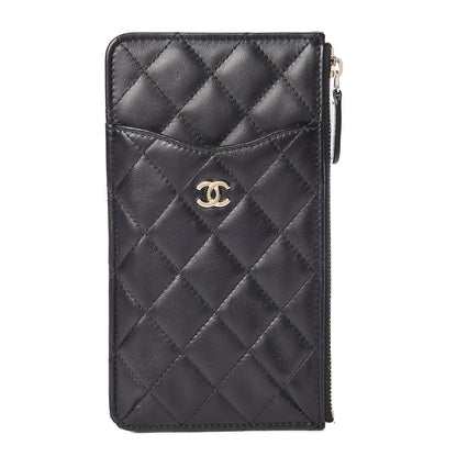 Chanel Lambskin Quilted Classic Flat Wallet Pouch Black 1 of 10