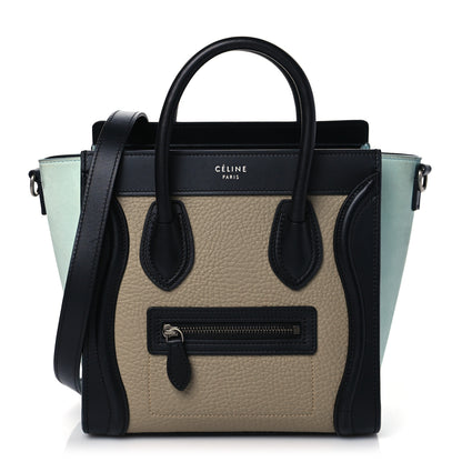 Celine Drummed Calfskin Nano Tri-Color Luggage Antarctic 1 of 11