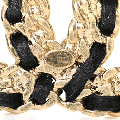 Chanel Crystal Lambskin Chain CC Vintage Allure Stud Earrings Black Gold 4 of 4