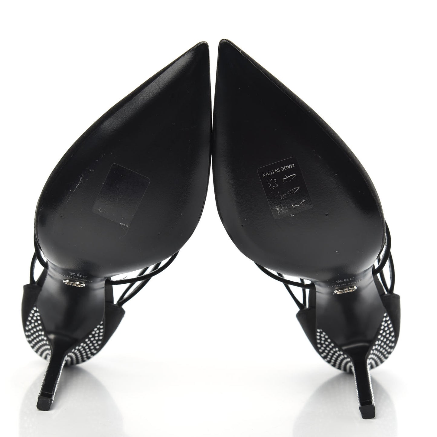 Satin Crystal Star Strap Sandals 38.5 Black
