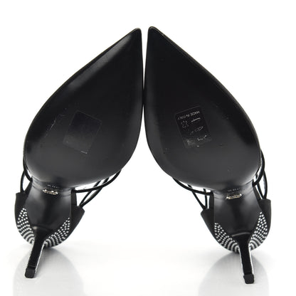 Christian Dior Satin Crystal Star Strap Sandals 38.5 Black 5 of 9