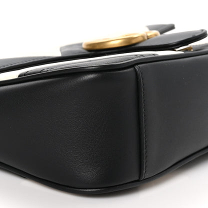Gucci Calfskin Matelasse Small GG Marmont Shoulder Bag Black White 9 of 11