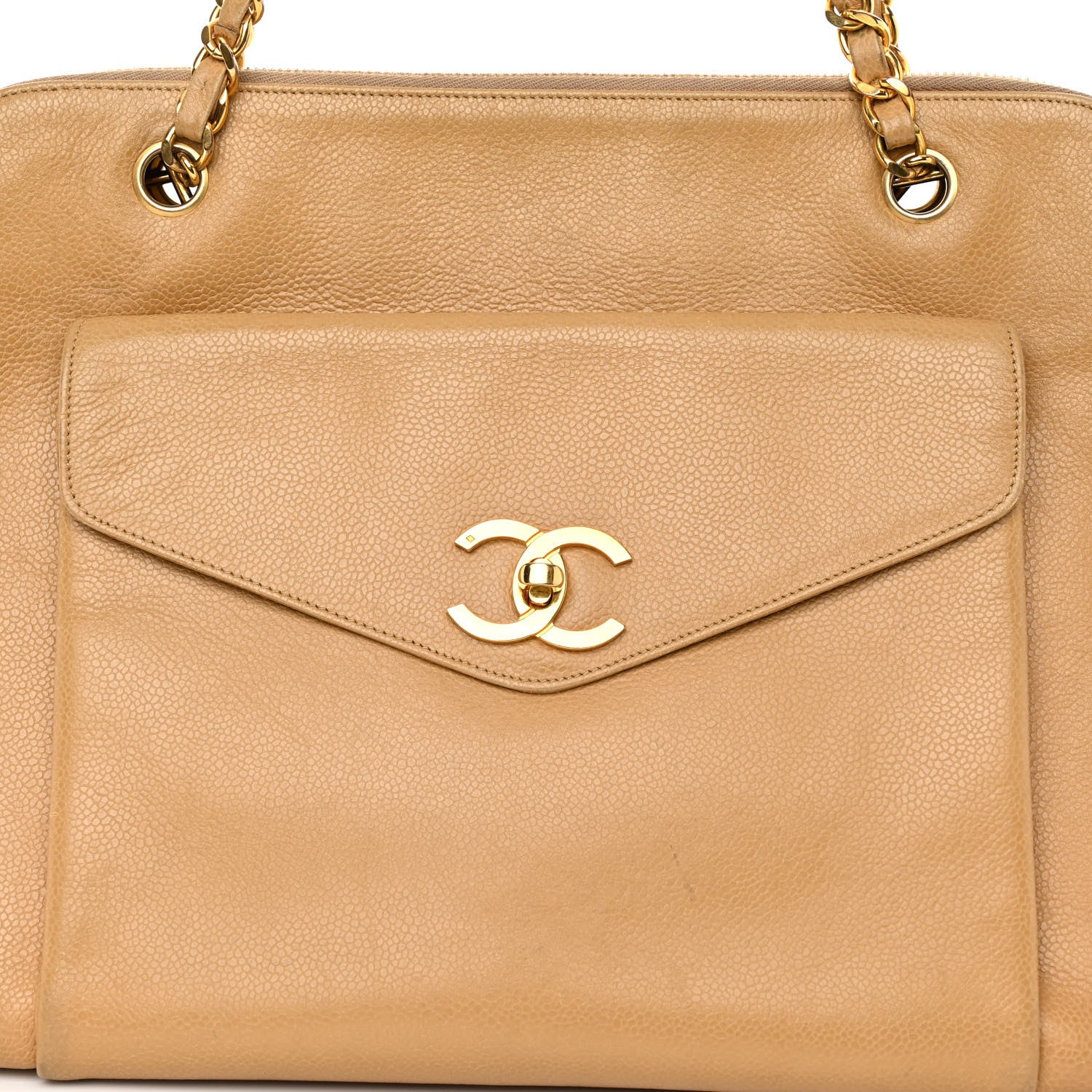 Chanel Caviar Flap Shoulder Bag Beige 9 of 12