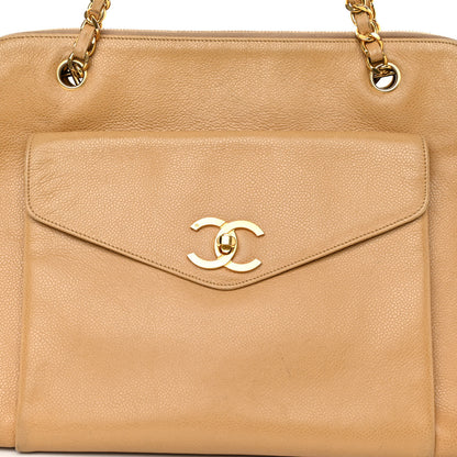 Chanel Caviar Flap Shoulder Bag Beige 9 of 12
