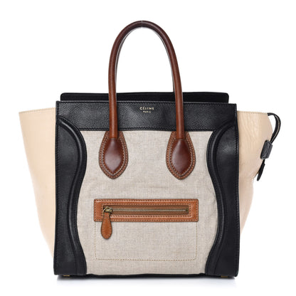 Celine Calfskin Linen Mini Tri-Color Luggage Beige 1 of 13