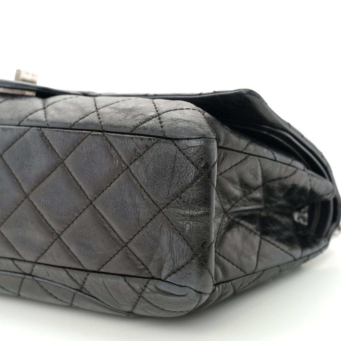 Metallic Aged Calfskin Quilted 2.55 Reissue 228 Flap Black