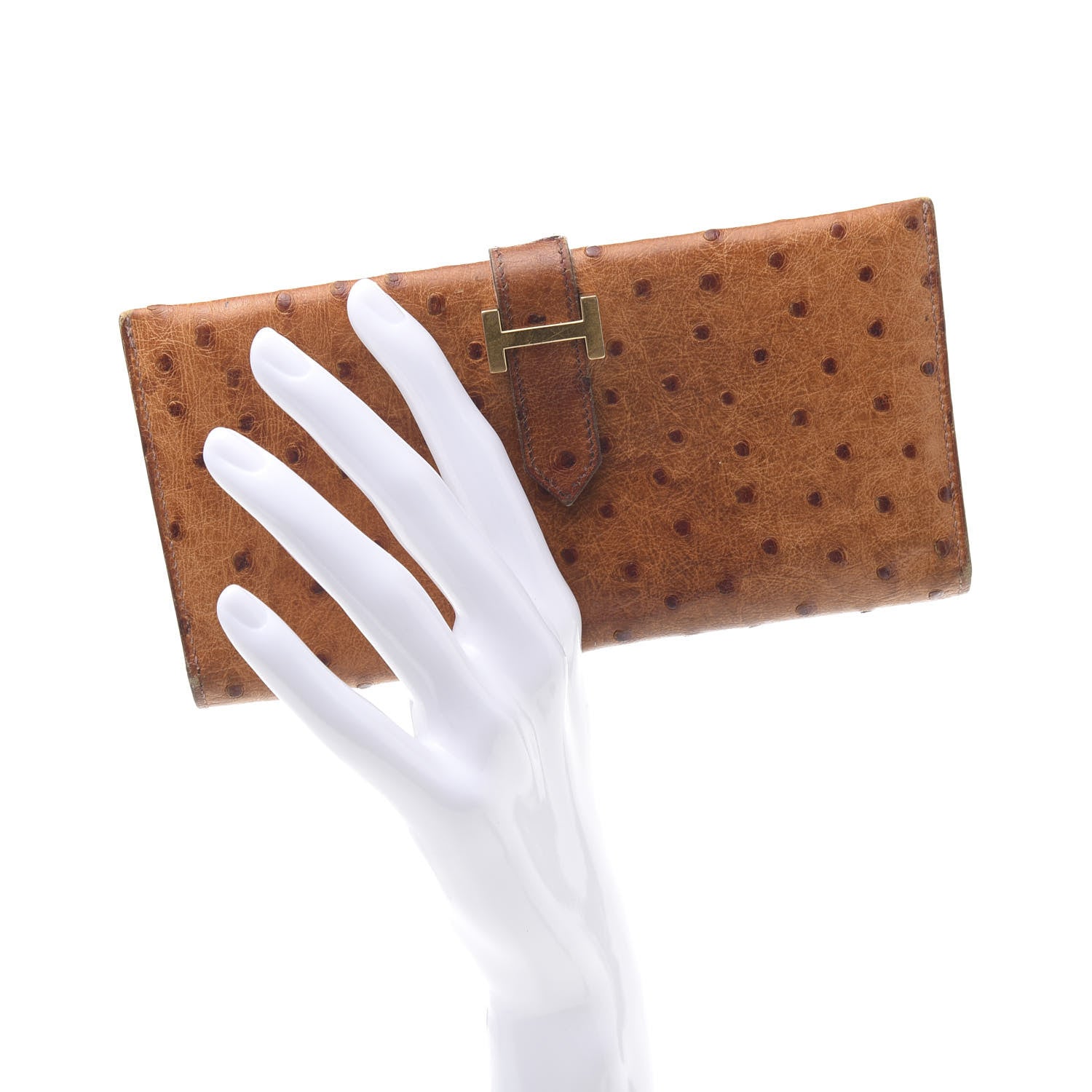 Hermes Ostrich Bearn Wallet Gold 2 of 15