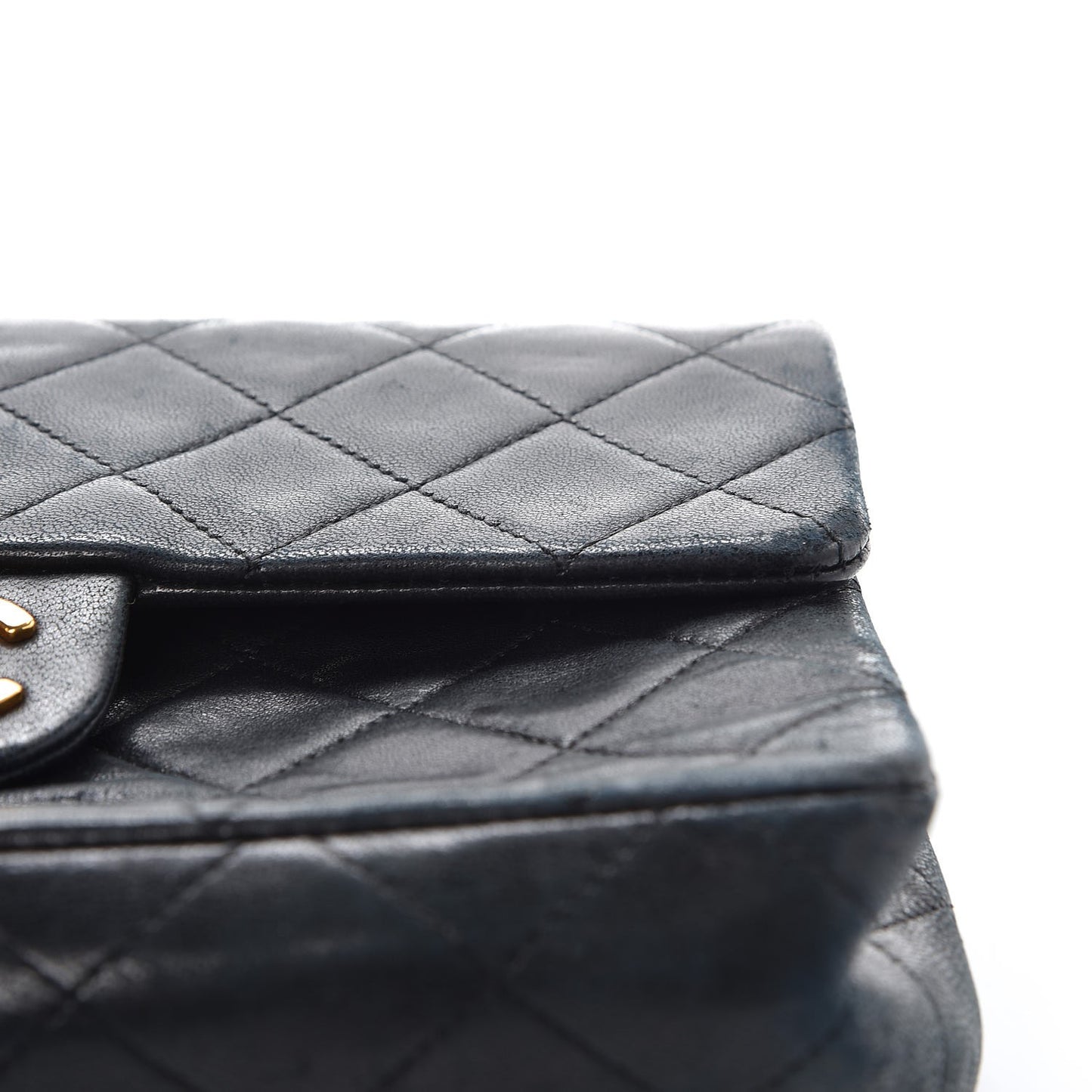 Lambskin Quilted Mini Square Flap Bag Navy