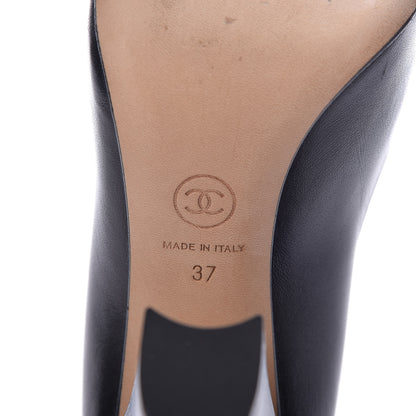 Chanel Lambskin Camellia Pumps 37 Black 6 of 11