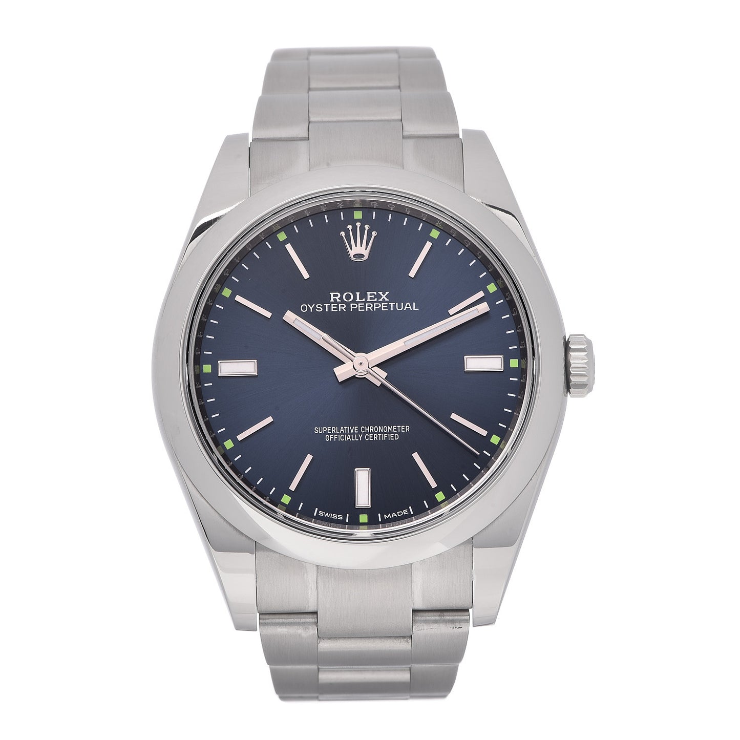 Stainless Steel 39mm Oyster Perpetual Watch Blue 114300
