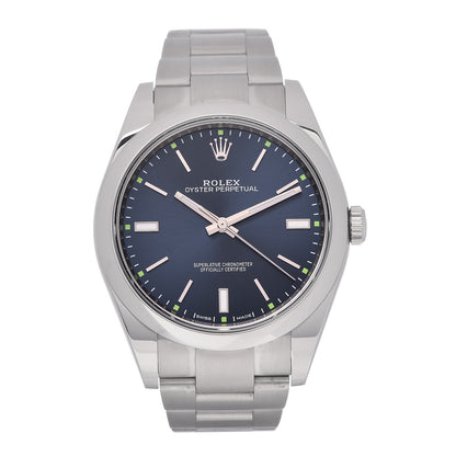 Rolex Stainless Steel 39mm Oyster Perpetual Watch Blue 114300 1 of 6