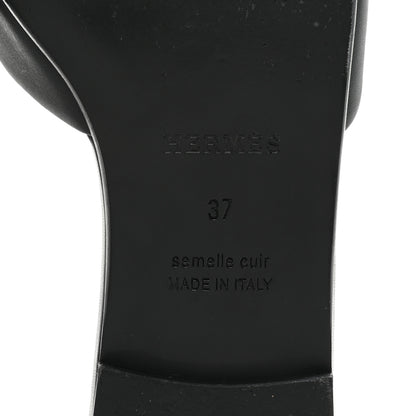 Hermes Calfskin Dune Sandals 37 Black 6 of 11