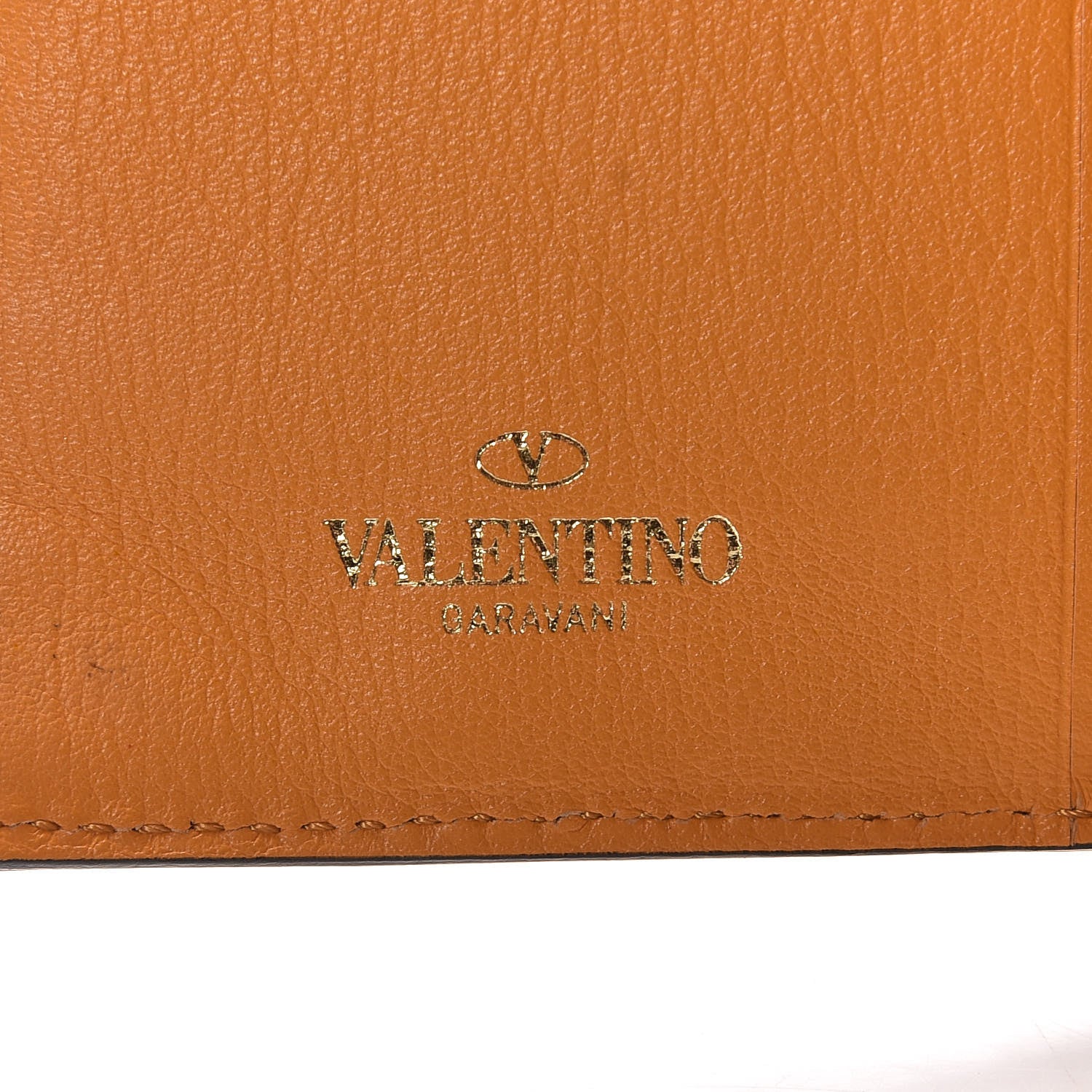 Valentino Garavani Calfskin Rockstud Continental Wallet Mandarin Sorbet 6 of 10