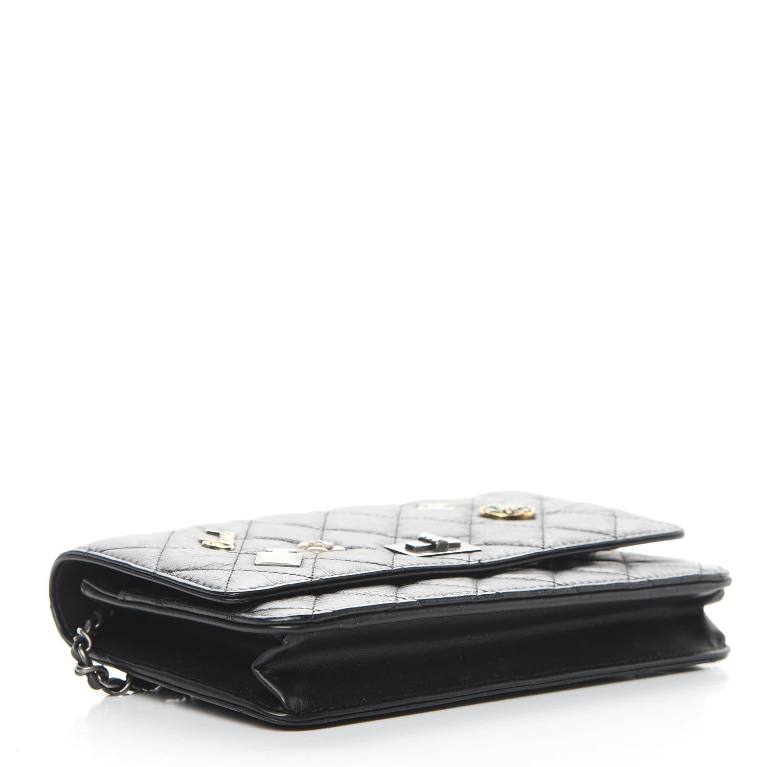 Chanel Aged Calfskin Lucky Charms Casino 2.55 Reissue Wallet on Chain WOC Black 4 of 15