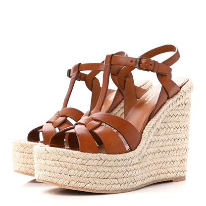 Saint Laurent Calfskin Espadrille 85 Platform Wedge Sandals 36 Aube 3 of 10