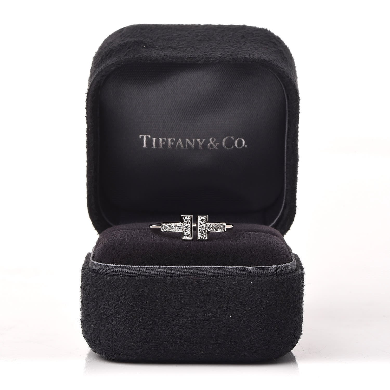 Tiffany 18K White Gold Diamond T Wire Ring 50 5.25 6 of 6
