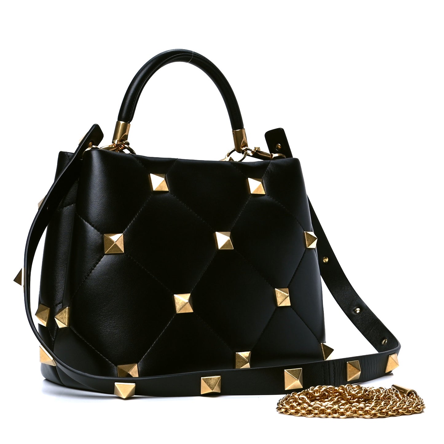 Nappa Roman Stud The Handle Bag Black