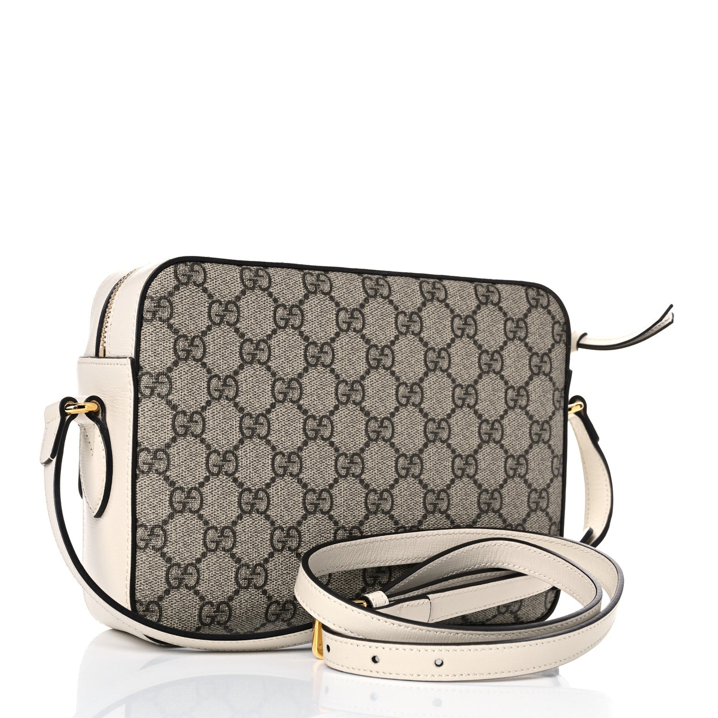 GG Supreme Monogram Small Horsebit 1955 Shoulder Bag Beige Mystic White