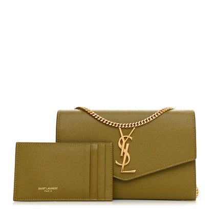 Saint Laurent Grain De Poudre Monogram Uptown Chain Wallet Olive 9 of 9