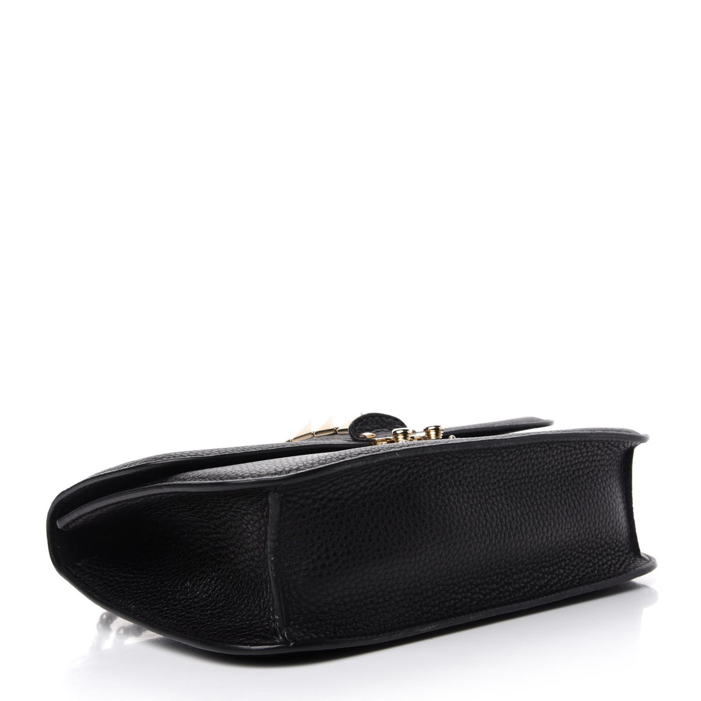 Pebbled Calfskin Medium Glam Lock Rockstud Flap Black