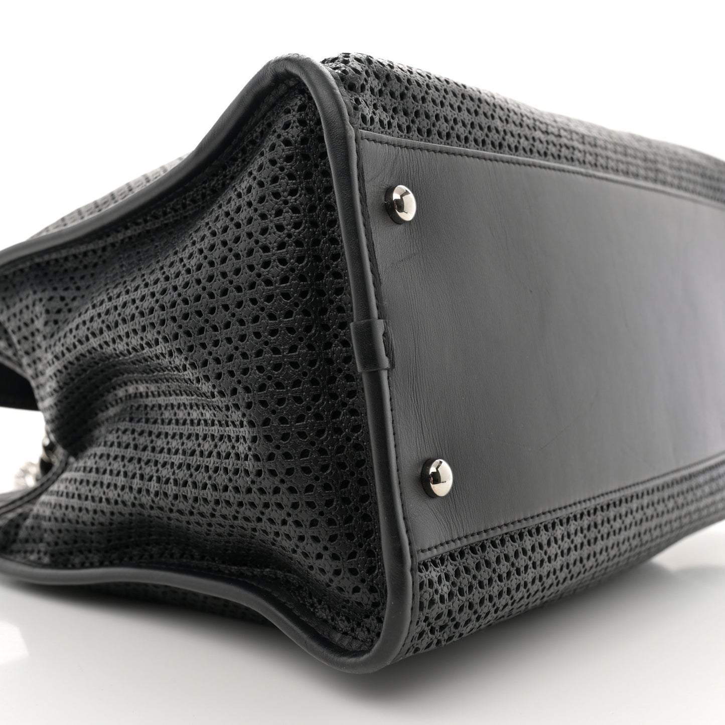 Calfskin Perforated Up In The Air Tote Black