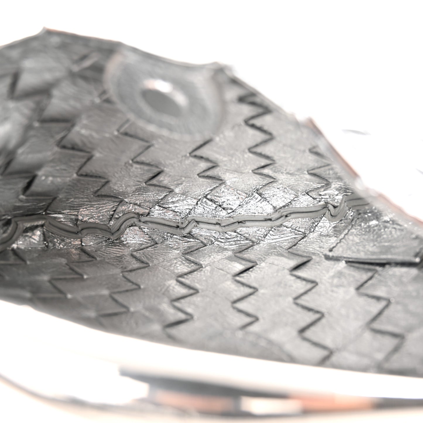 Mirror Laminated Nappa Intrecciato Mini Sardine Bag Silver