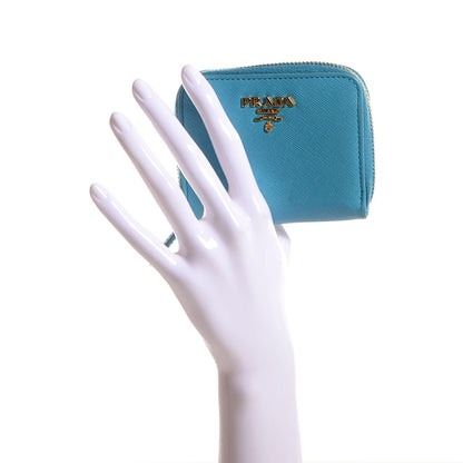 Prada Saffiano Metal Coin Purse Turchese 2 of 6