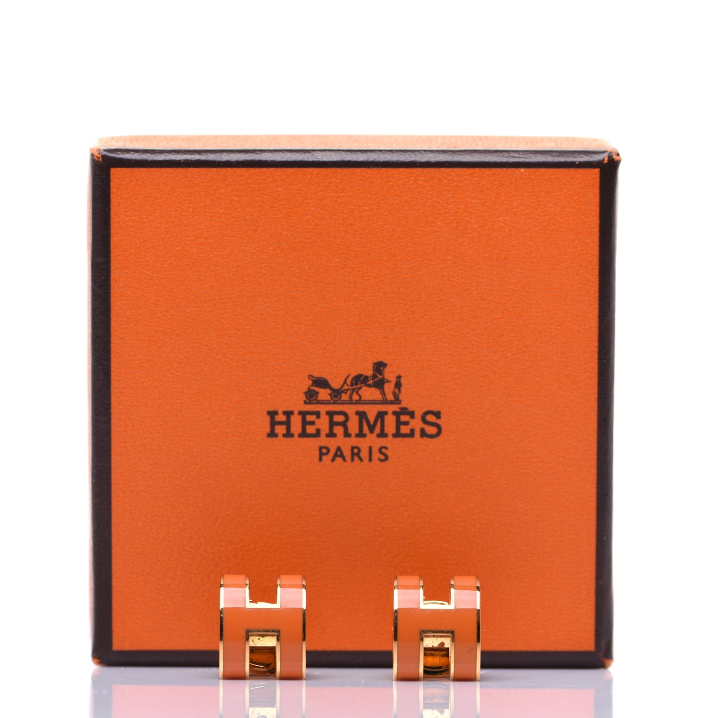 Gold Lacquered Pop H Earrings Orange