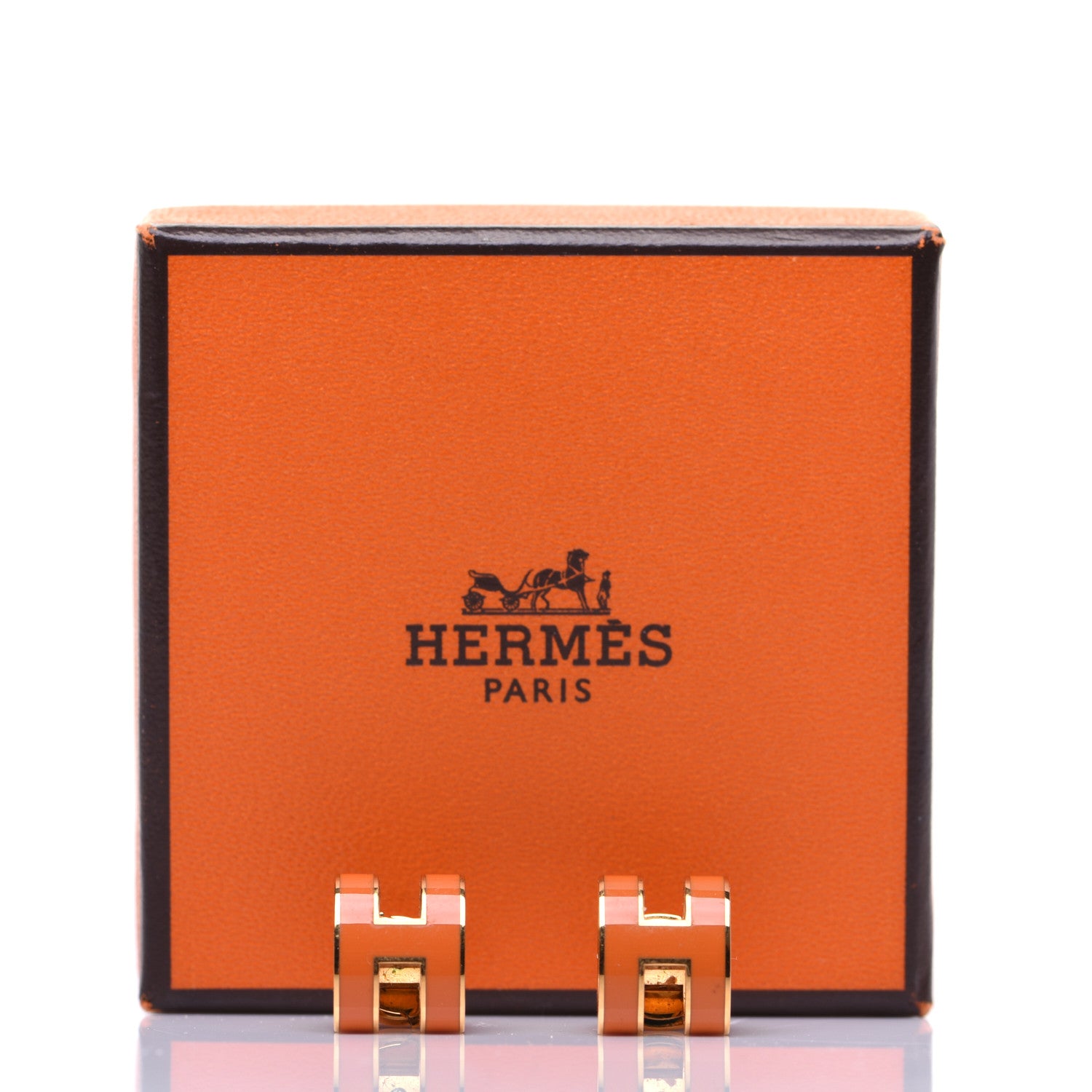 Hermes Gold Lacquered Pop H Earrings Orange 8 of 8