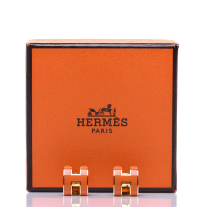 Hermes Gold Lacquered Pop H Earrings Orange 8 of 8