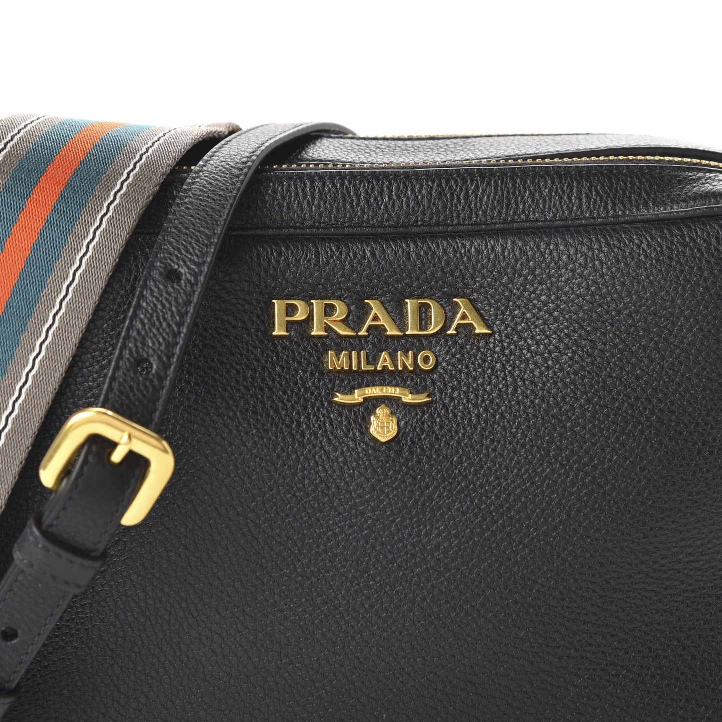 Vitello Daino Medium Double Zip Shoulder Bag Black