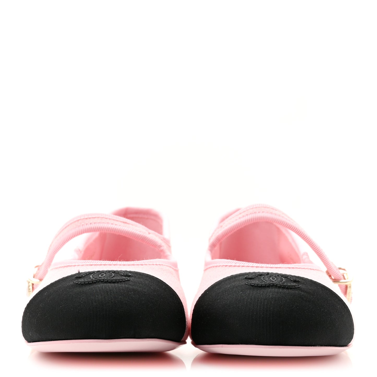Fabric Grosgrain Mary Jane Flats 38.5 Light Pink Black