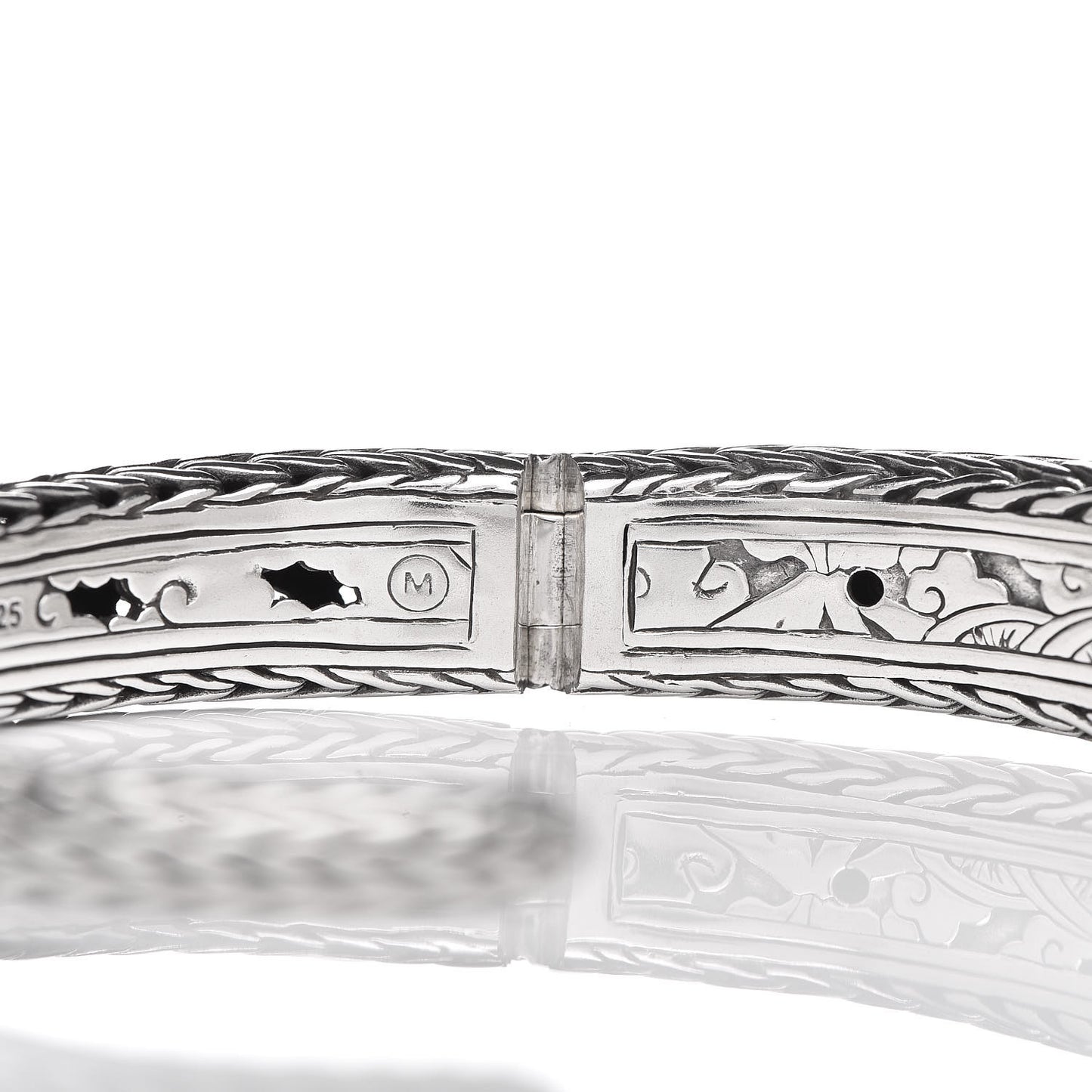 Sterling Silver Classic Chain Hinged Bangle
