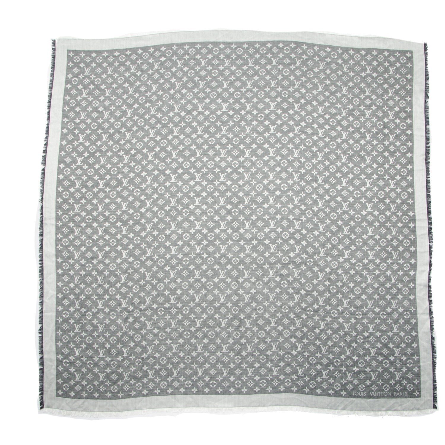 Louis Vuitton Silk Wool Monogram Denim Shawl Black 3 of 5
