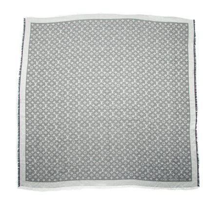 Louis Vuitton Silk Wool Monogram Denim Shawl Black 3 of 5