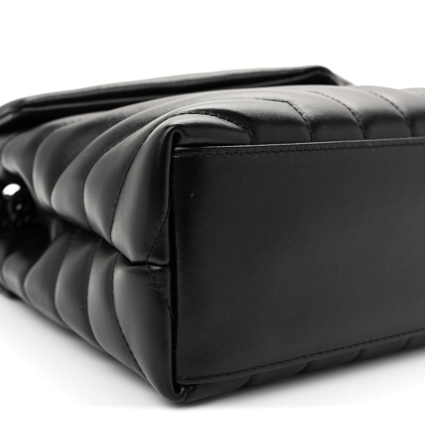 Calfskin Y Quilted Monogram Monochrome Small Loulou Chain Satchel  Black