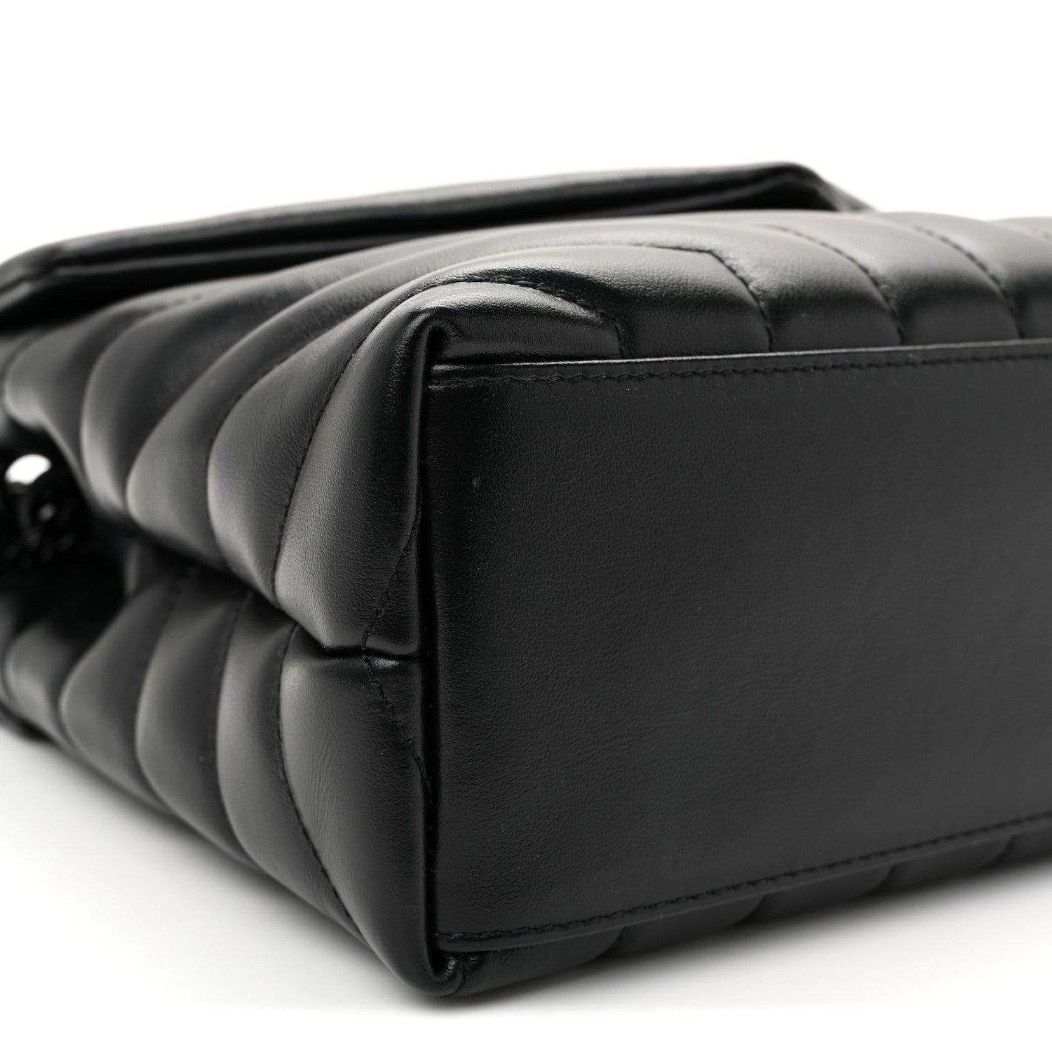 Saint Laurent Calfskin Y Quilted Monogram Monochrome Small Loulou Chain Satchel  Black 8 of 9