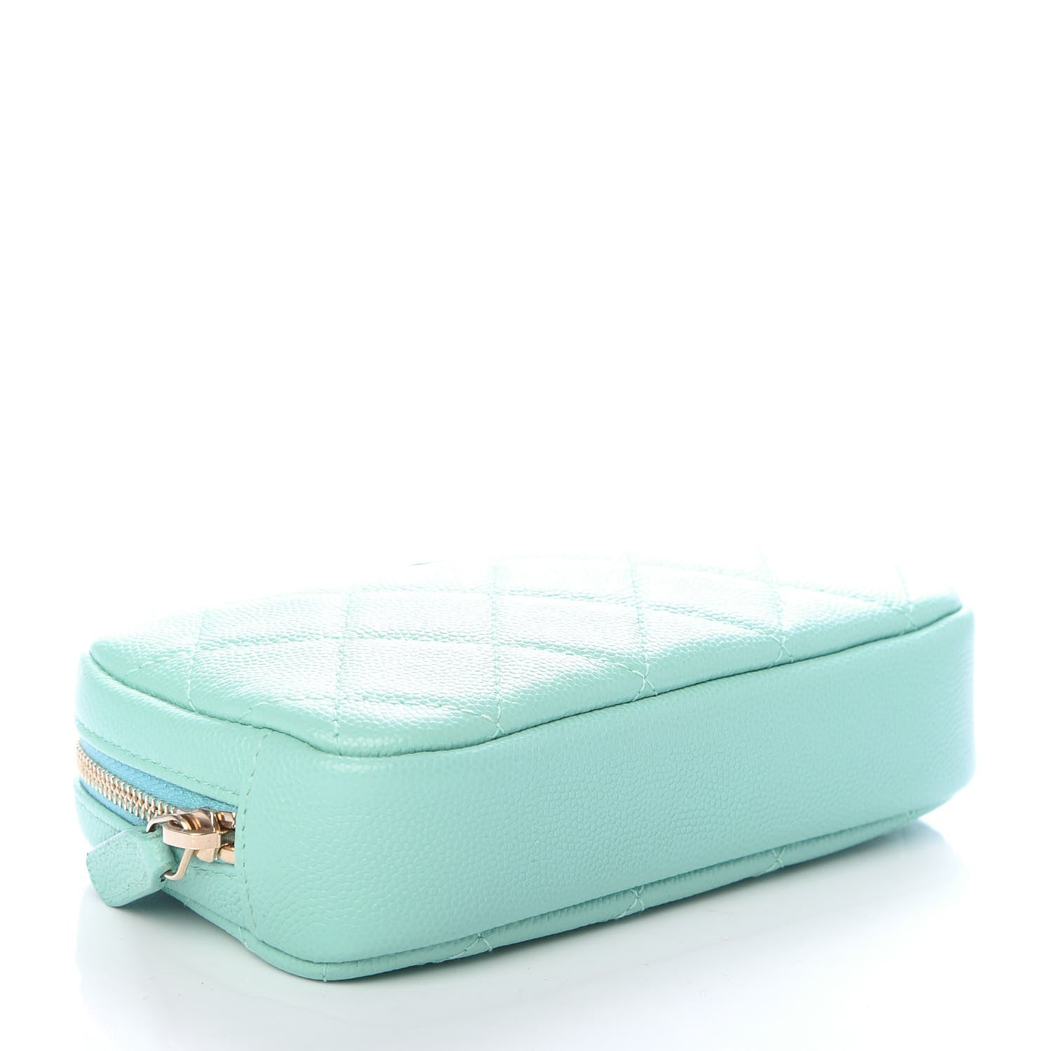 Chanel Caviar Quilted Small Curvy Pouch Cosmetic Case Light Blue 4 of 10