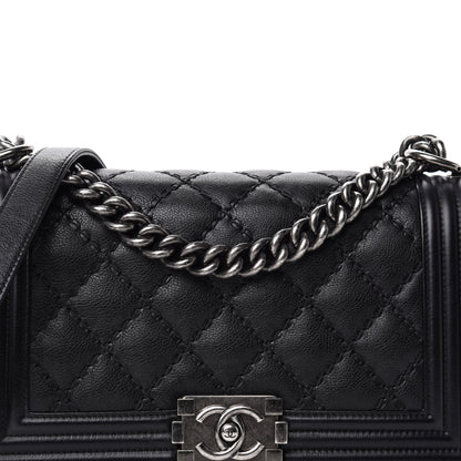 Chanel Calfskin Double Stitch Medium Boy Flap Black 12 of 12