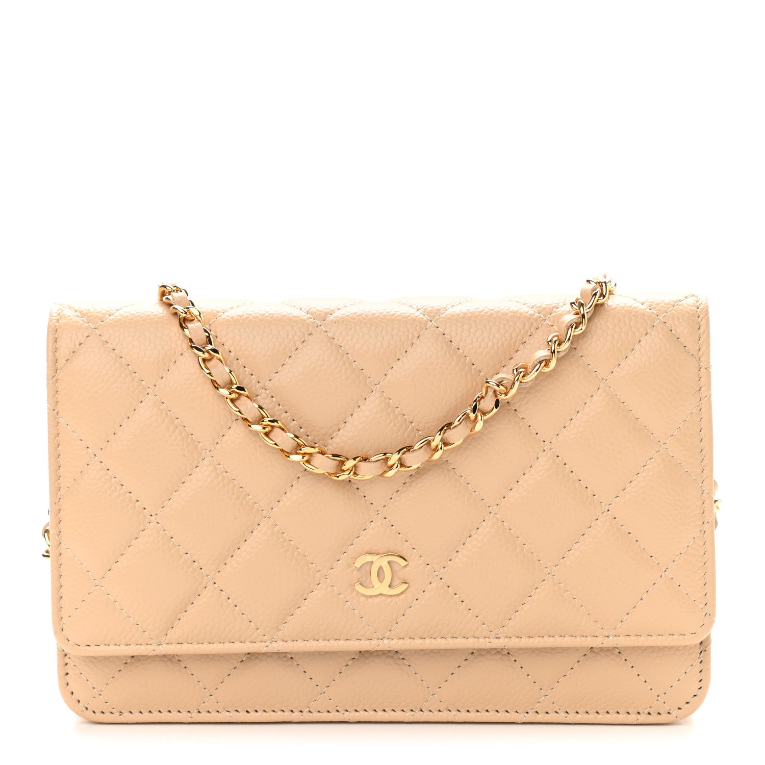Chanel Caviar Quilted Wallet On Chain WOC Beige 1 of 10