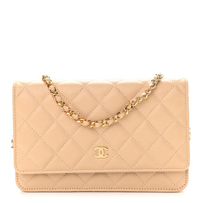 Chanel Caviar Quilted Wallet On Chain WOC Beige 1 of 10
