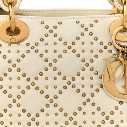 Christian Dior Calfskin Cannage Studded Medium Supple Lady Dior White 8 of 10